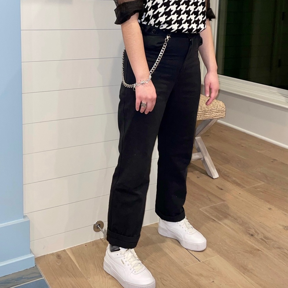 Black straight fit pants